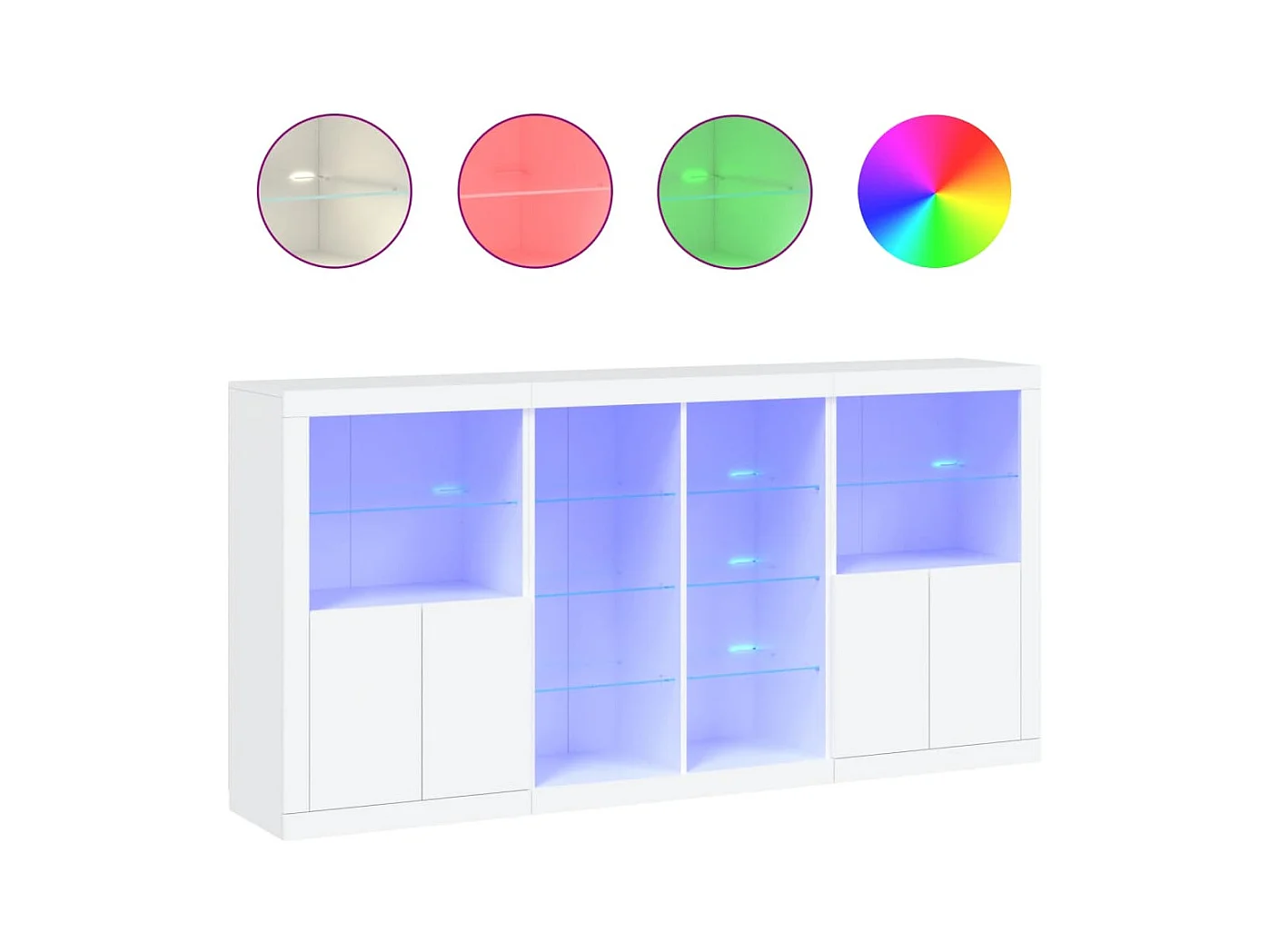 Buffet avec lumières LED blanc 202x37x100