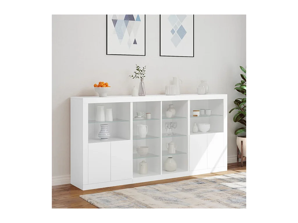 Buffet avec lumières LED blanc 202x37x100