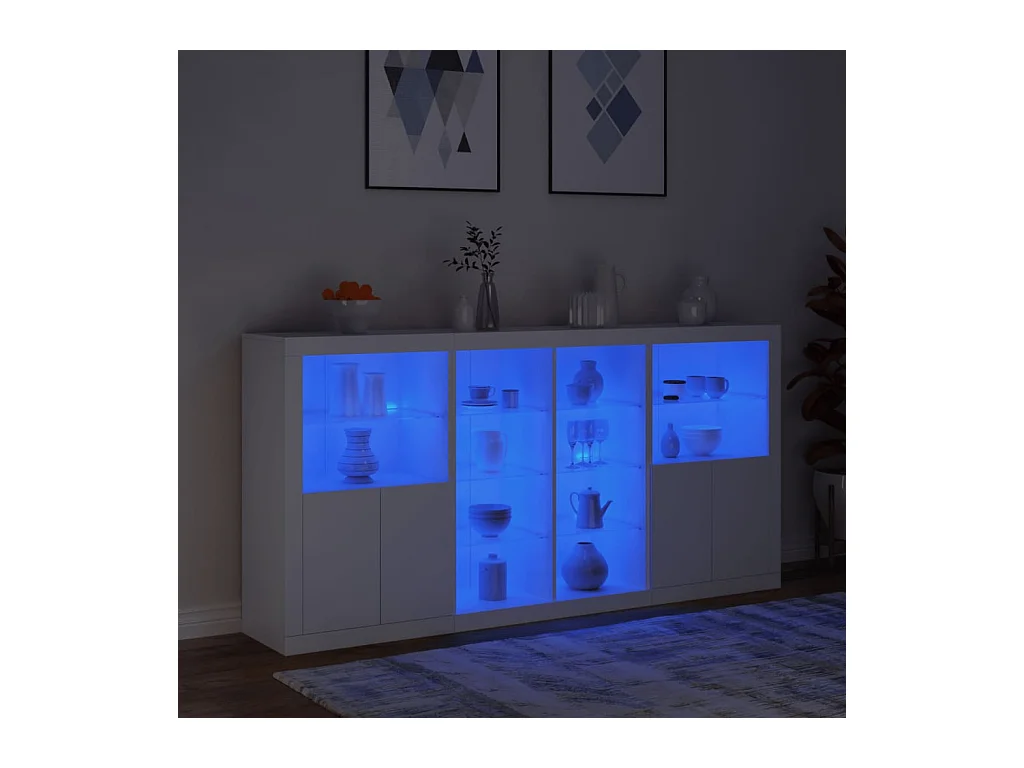Buffet avec lumières LED blanc 202x37x100