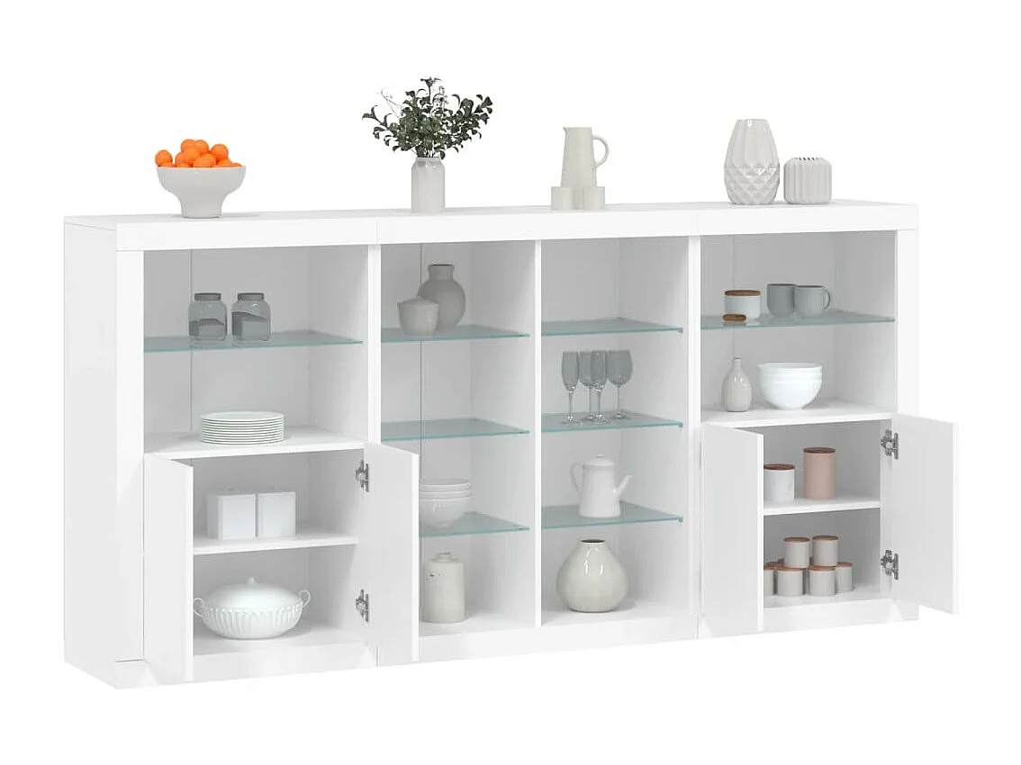 Buffet avec lumières LED blanc 202x37x100