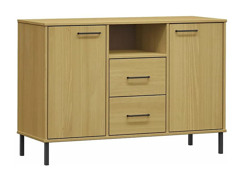 Buffet avec pieds en métal Marron 113x40x77 Bois massif OSLO