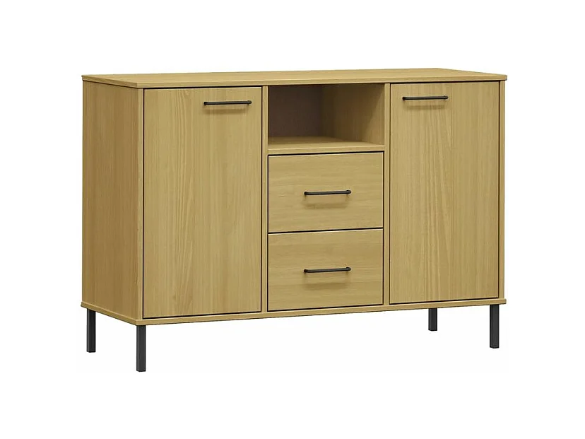 Buffet avec pieds en métal Marron 113x40x77 Bois massif OSLO
