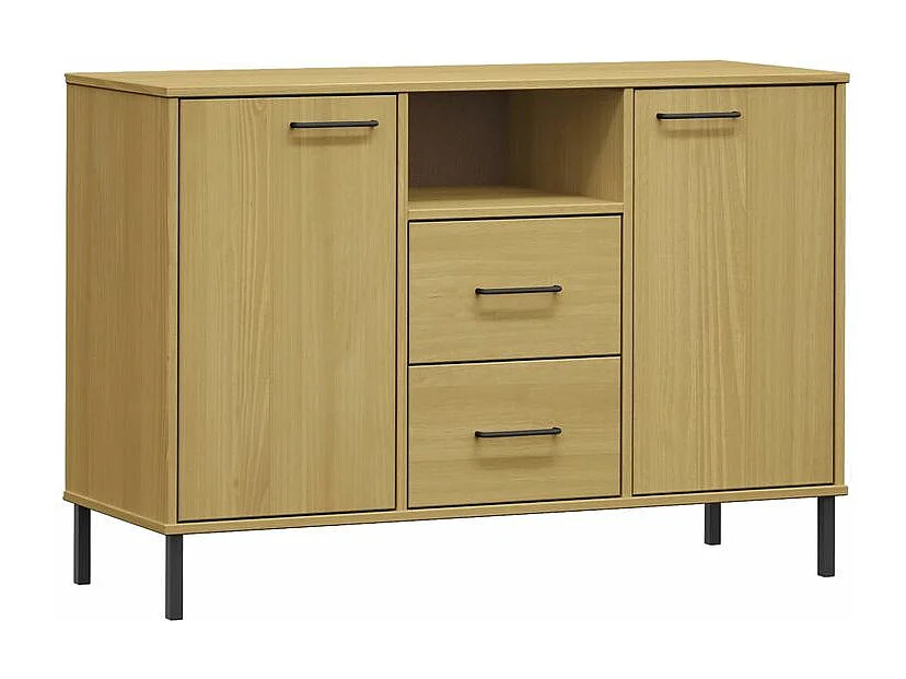 Buffet avec pieds en métal Marron 113x40x77 Bois massif OSLO