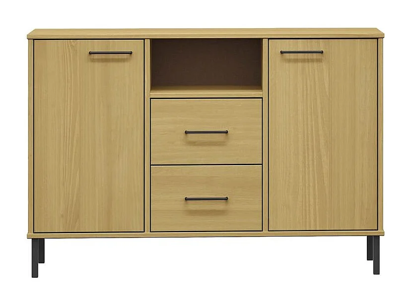 Buffet avec pieds en métal Marron 113x40x77 Bois massif OSLO