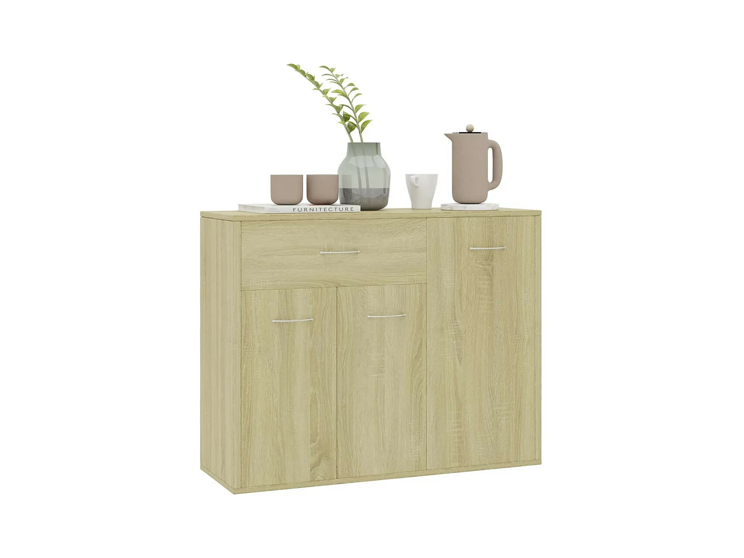 Petit buffet 3 portes et 1 tiroir Homa L 88cm - Gamme intemporelle-Couleur Chêne clair