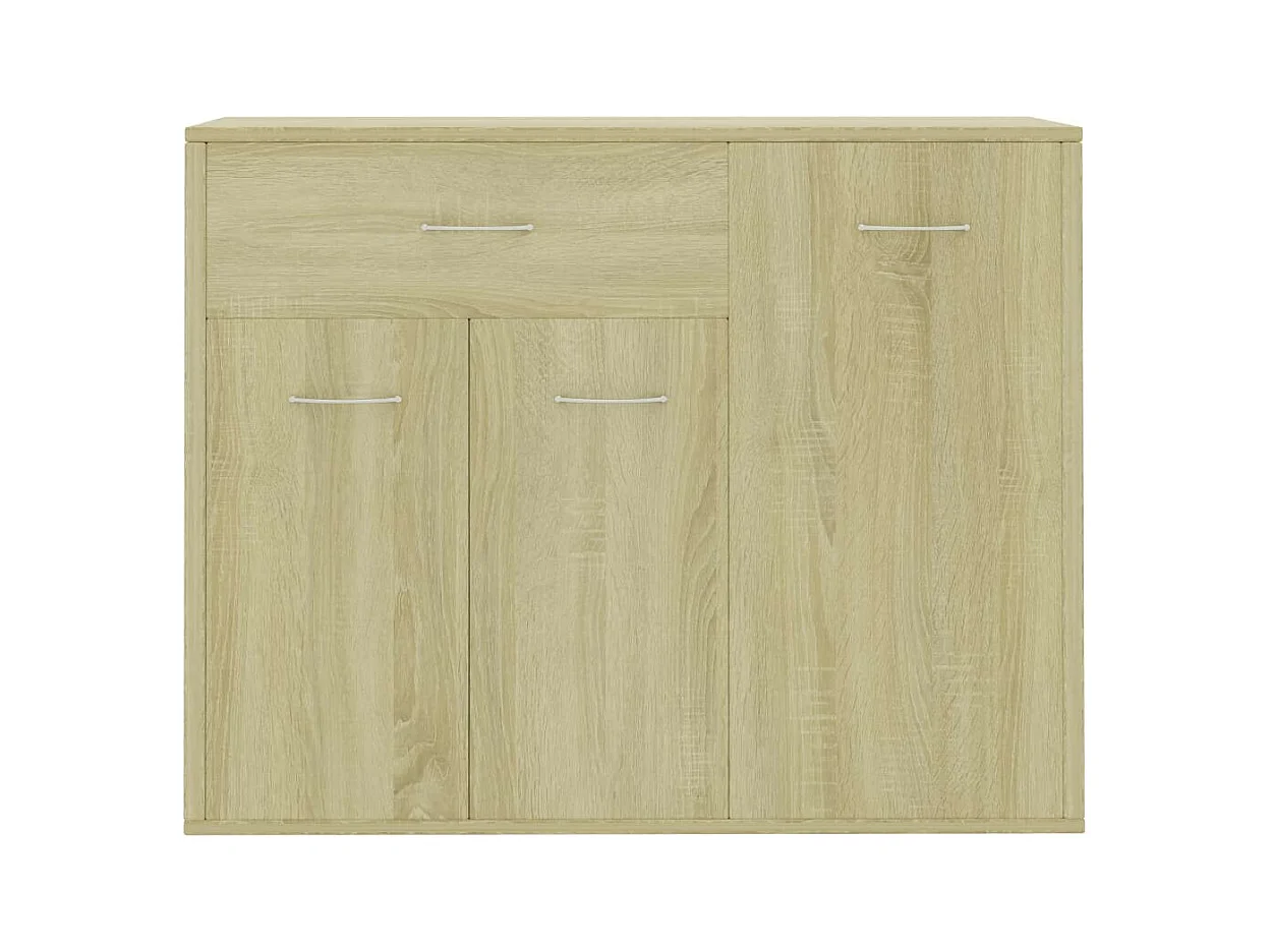 Petit buffet 3 portes et 1 tiroir Homa L 88cm - Gamme intemporelle-Couleur Chêne clair