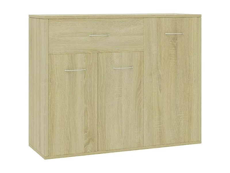 Petit buffet 3 portes et 1 tiroir Homa L 88cm - Gamme intemporelle-Couleur Chêne clair