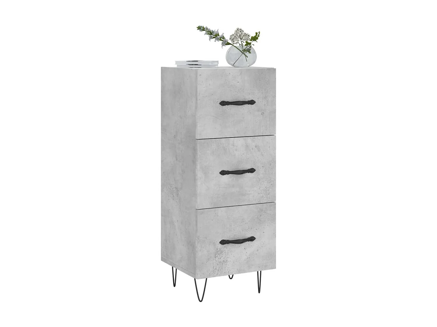 Buffet Gris béton 34,5x34x90 Bois d'ingénierie