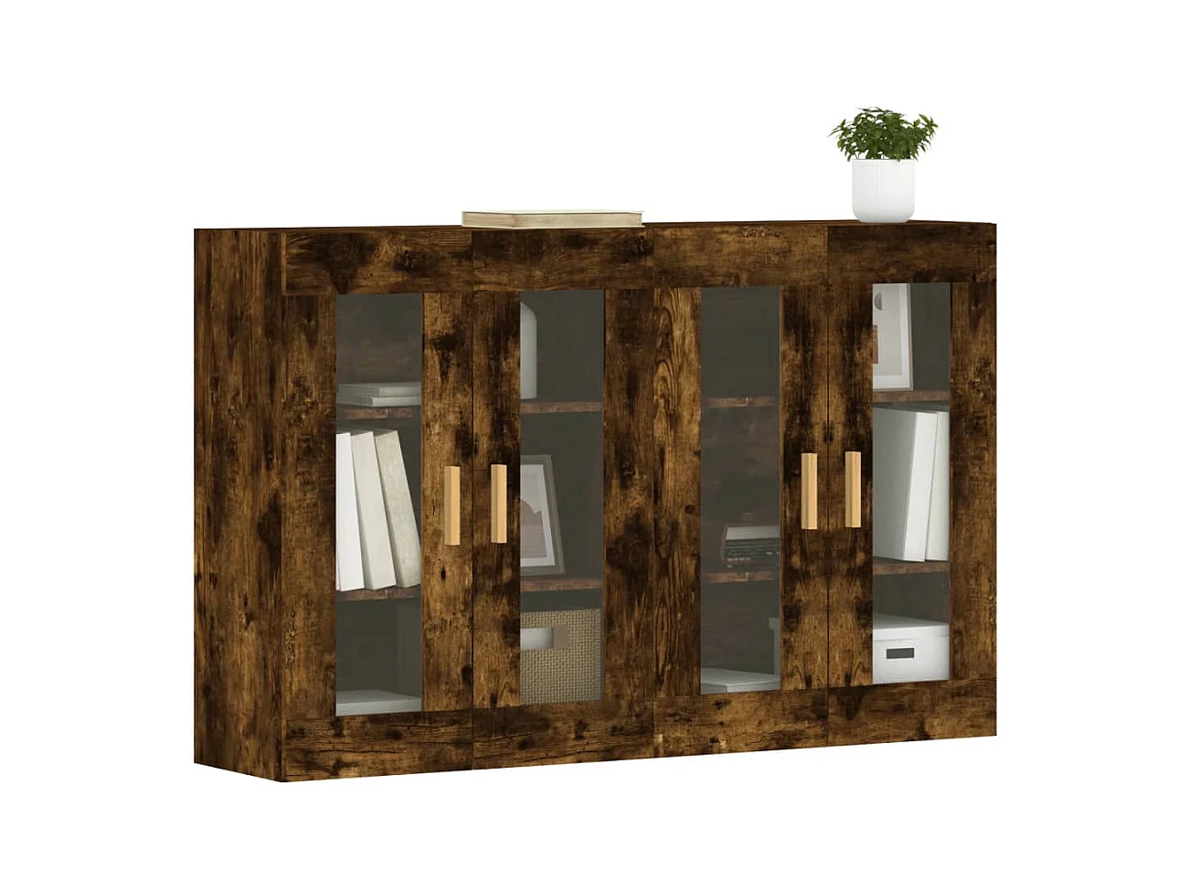 Armoires murales 2 pcs chêne fumé bois d'ingénierie