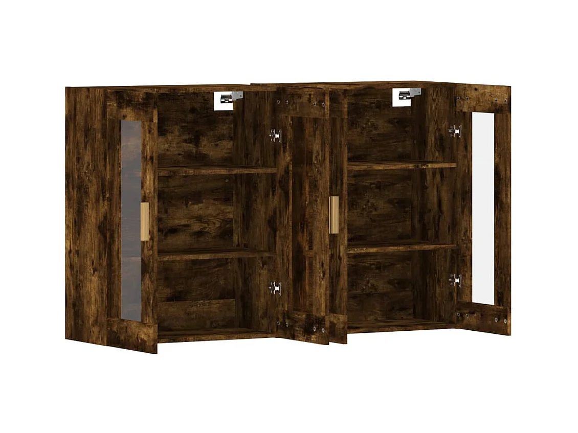 Armoires murales 2 pcs chêne fumé bois d'ingénierie