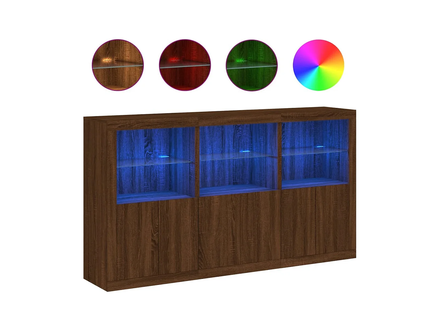 Buffet avec lumières LED chêne marron 181,5x37x100