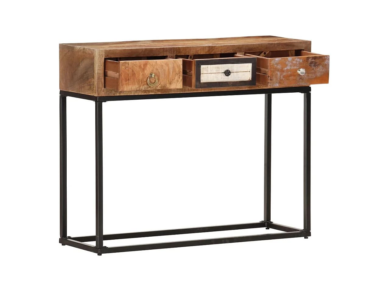 Table console Doré 90x30x75 Bois de récupération massif