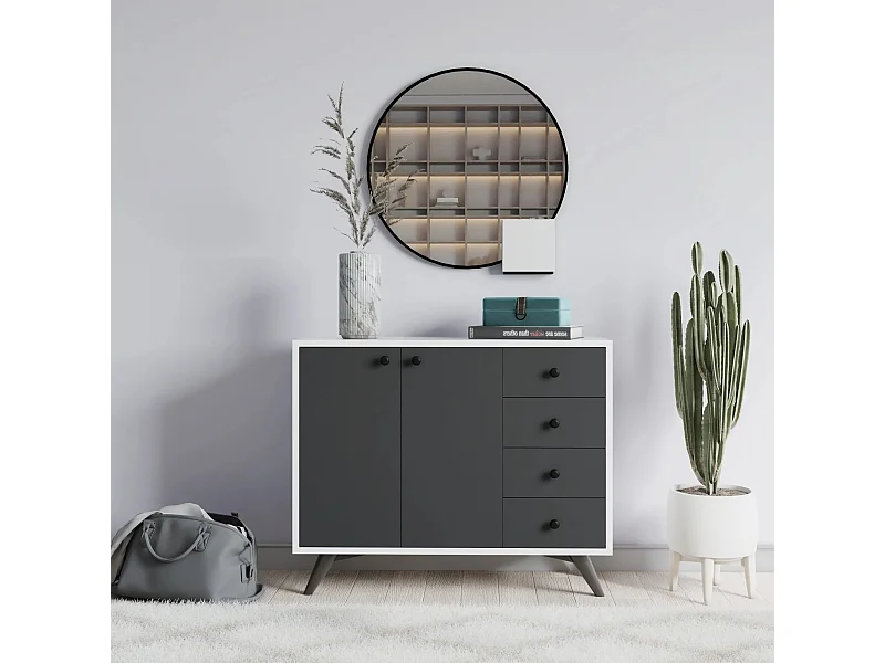 Gabinete multiusos Waga Blanco Antracita 100x82x35 cm