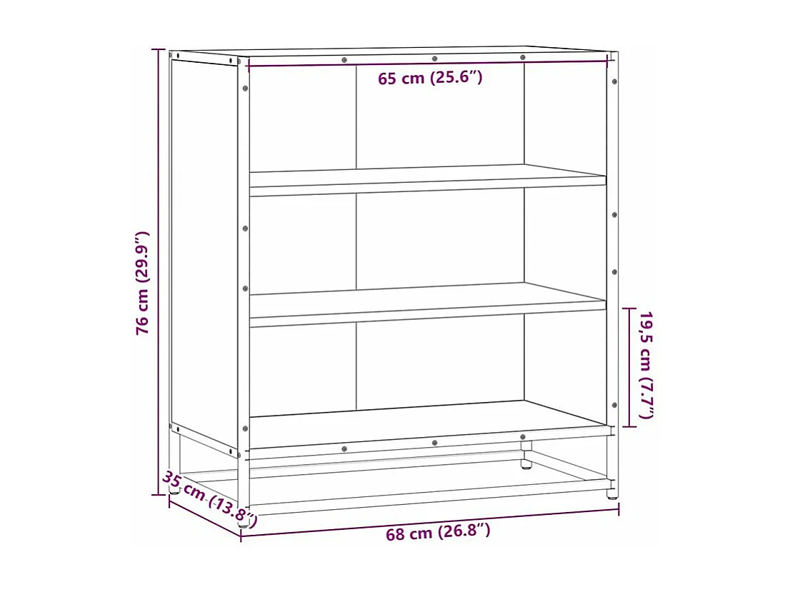 Buffet chêne sonoma 68x35x76 bois d'ingénierie et métal