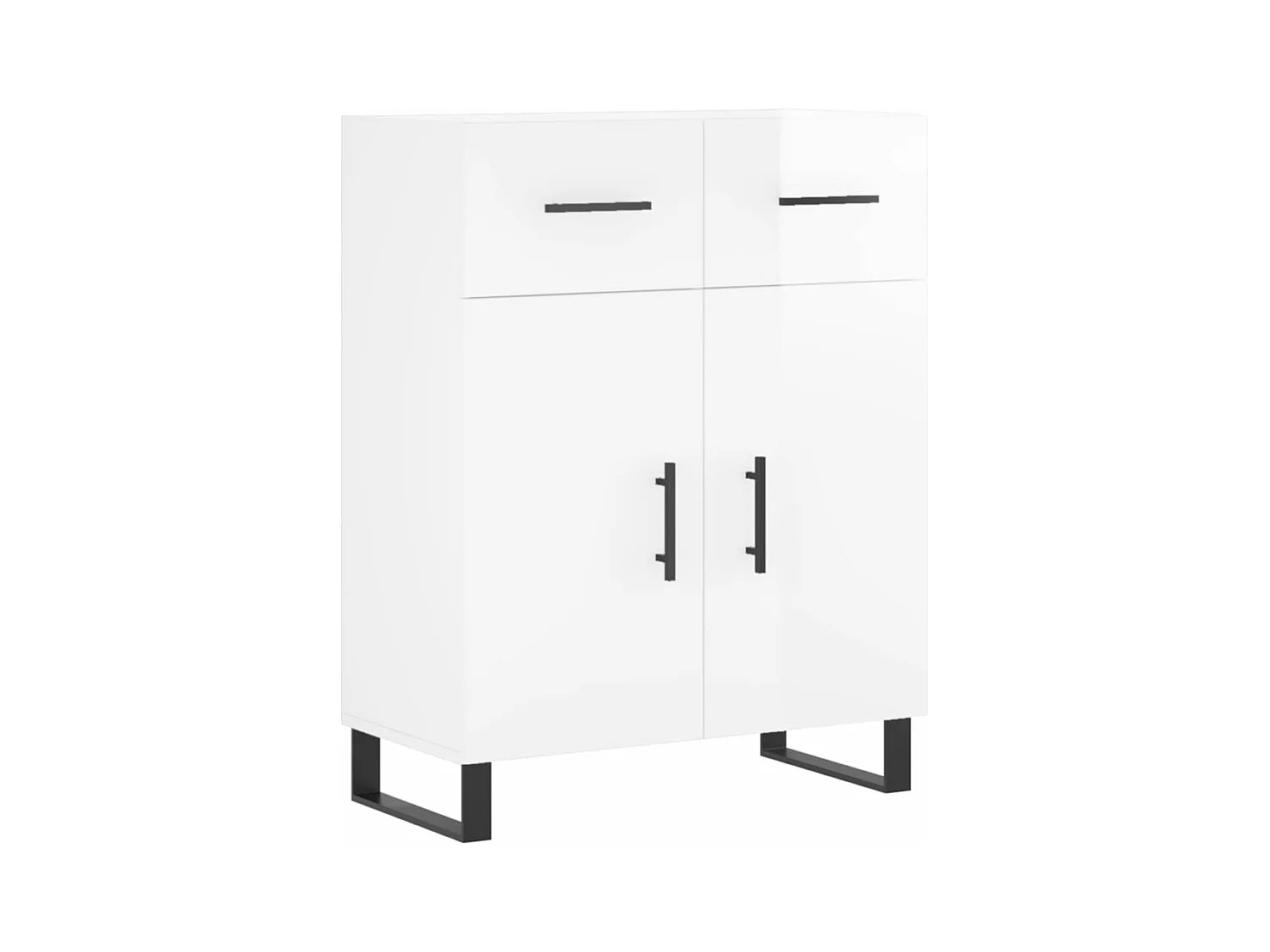 Buffet Blanc brillant 69,5x34x90 Bois d'ingénierie