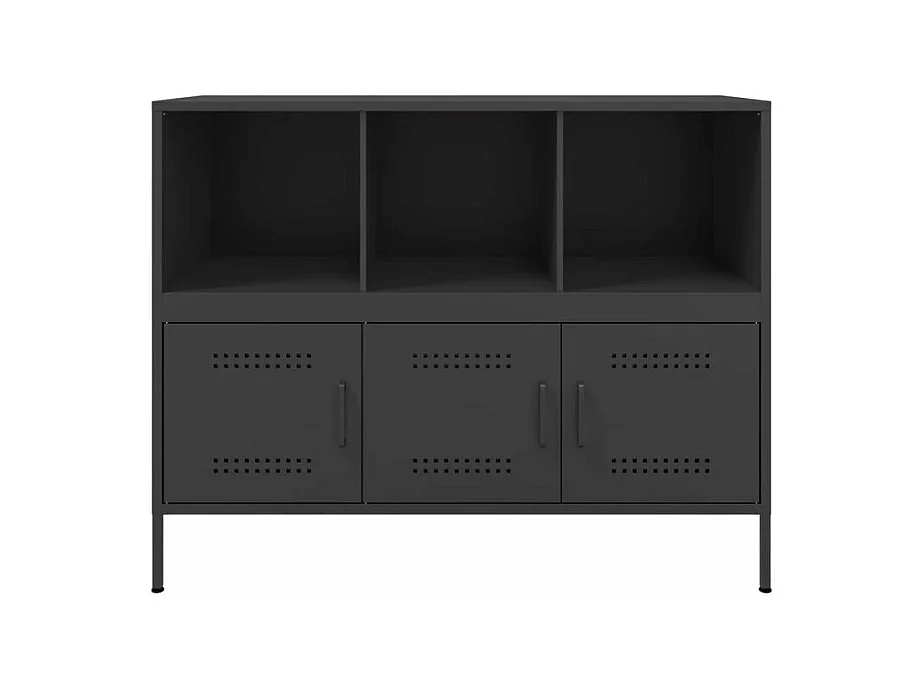 Meuble de rangement 3 portes 3 niches en acier Klavin 100cm - Style Industriel-Couleur Noir