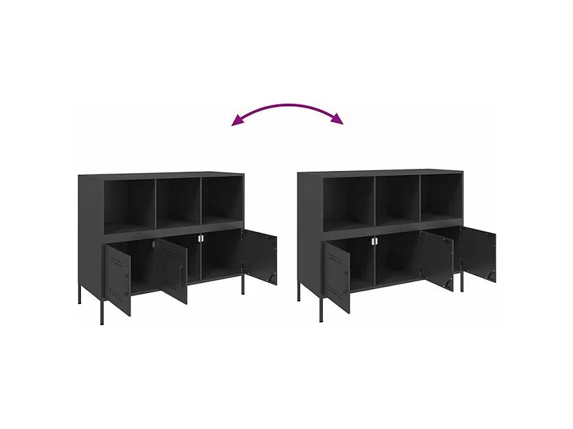 Meuble de rangement 3 portes 3 niches en acier Klavin 100cm - Style Industriel-Couleur Noir