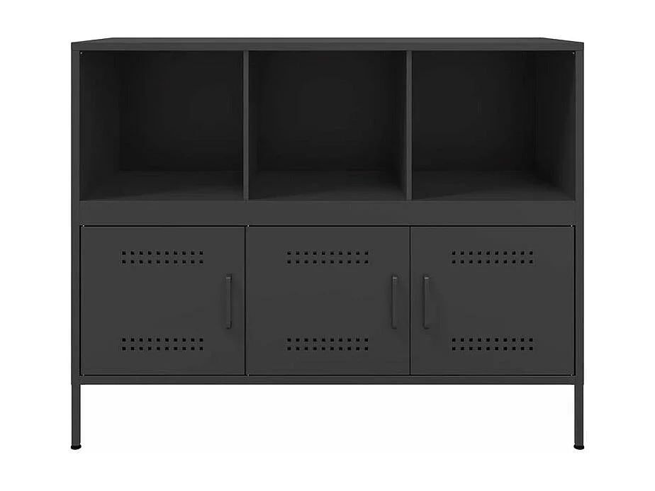 Meuble de rangement 3 portes 3 niches en acier Klavin 100cm - Style Industriel-Couleur Noir