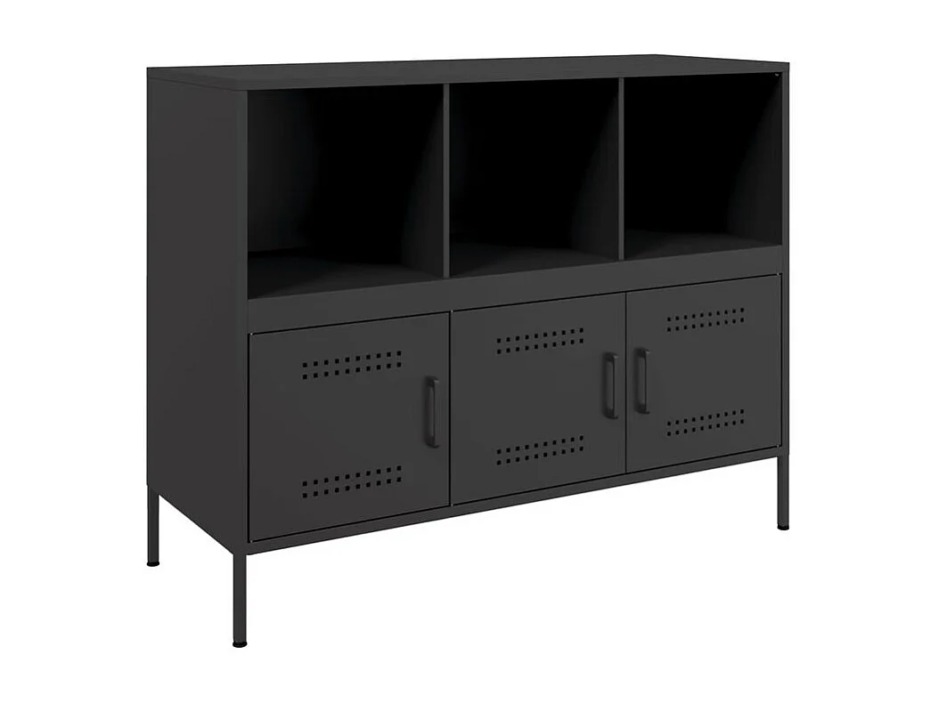 Meuble de rangement 3 portes 3 niches en acier Klavin 100cm - Style Industriel-Couleur Noir