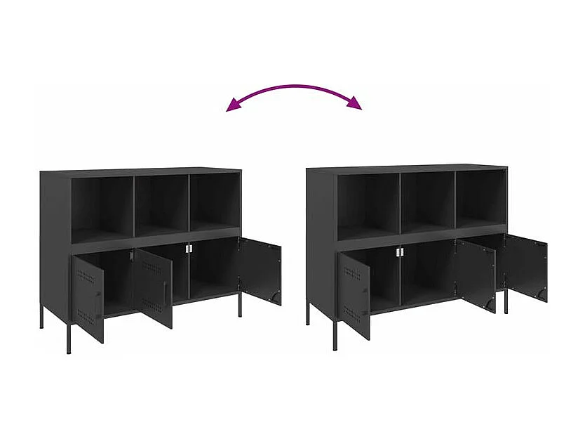 Meuble de rangement 3 portes 3 niches en acier Klavin 100cm - Style Industriel-Couleur Noir