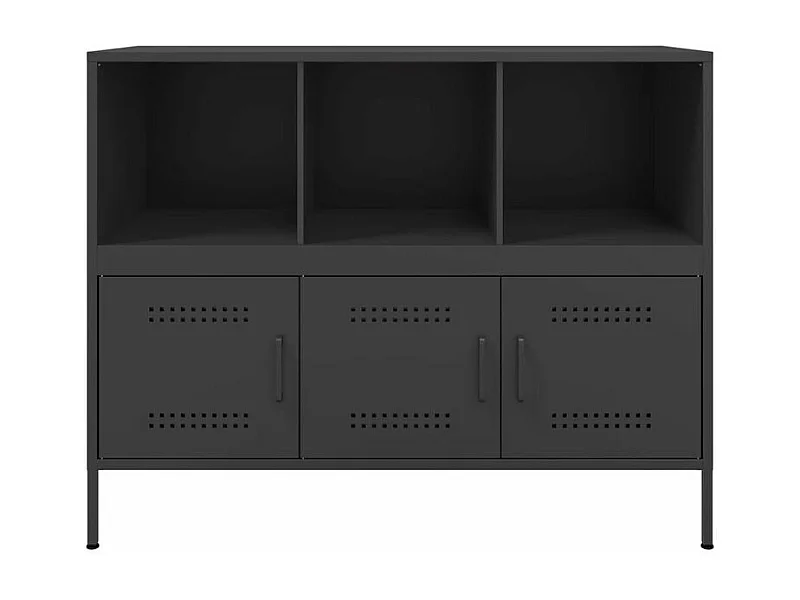 Meuble de rangement 3 portes 3 niches en acier Klavin 100cm - Style Industriel-Couleur Noir