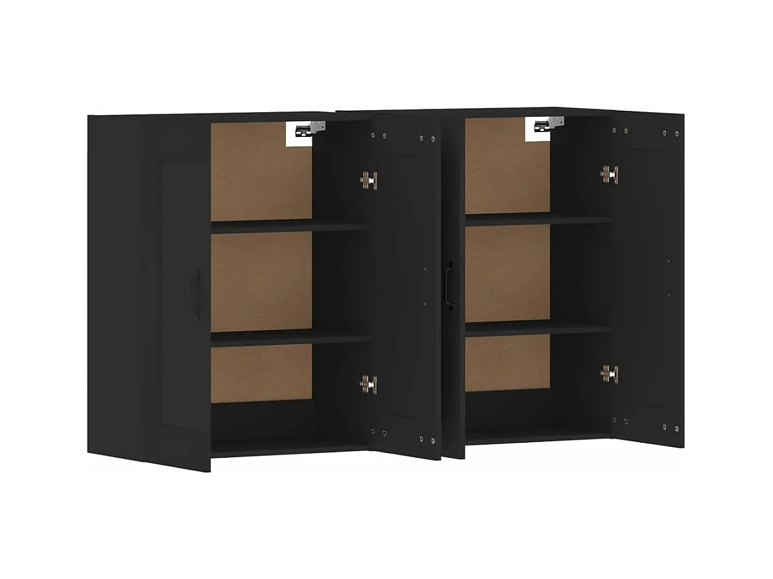 Armoires murales 2 pcs noir bois d'ingénierie