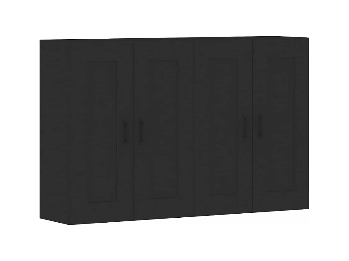 Armoires murales 2 pcs noir bois d'ingénierie