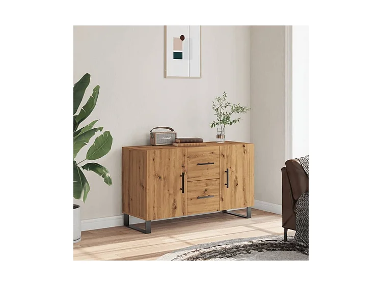 Buffet chêne artisanal 100x36x60 bois d'ingénierie