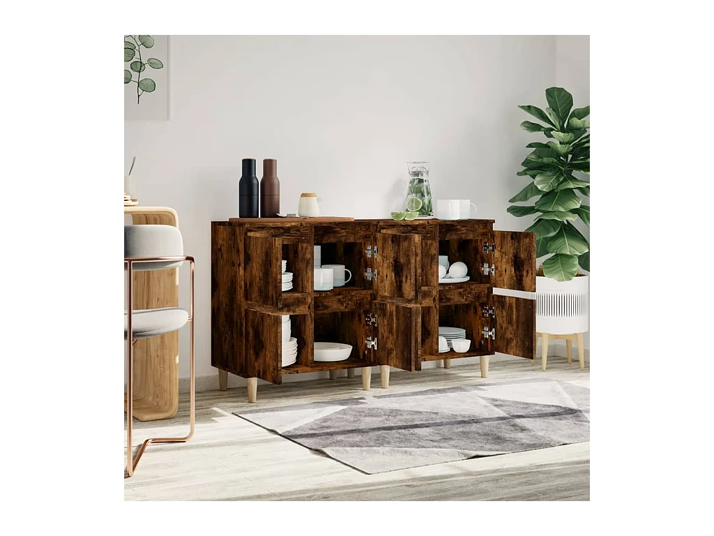 Buffets 2 pcs chêne fumé 60x35x70 bois d'ingénierie