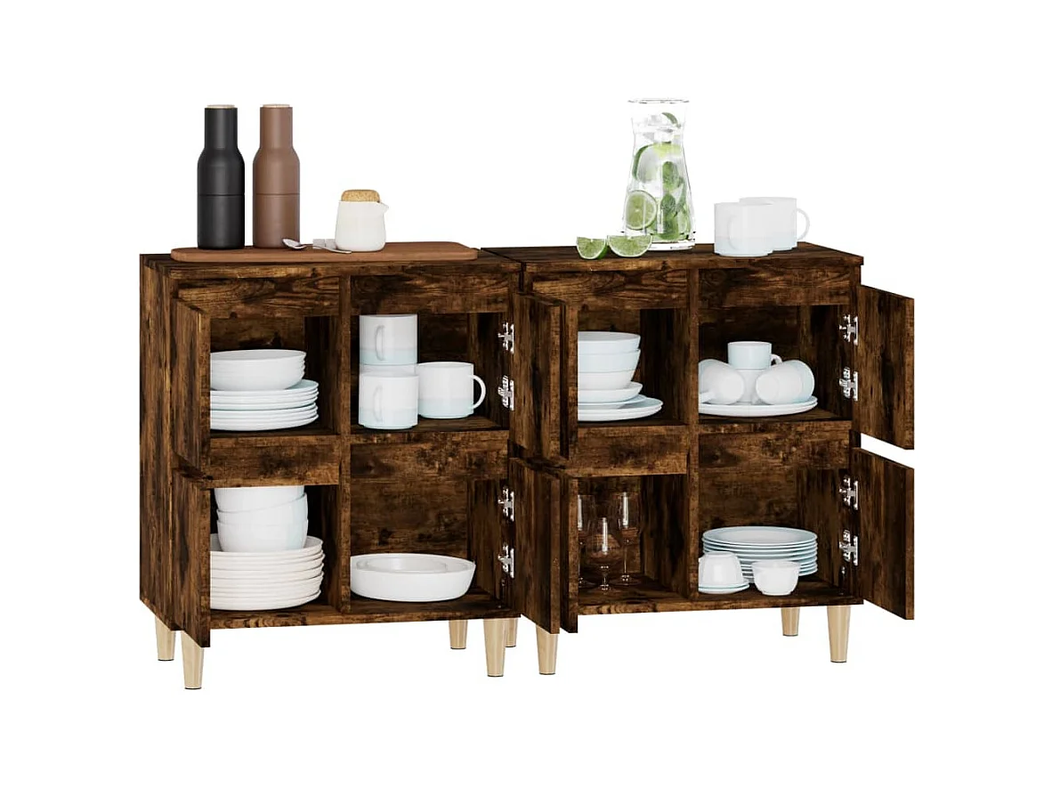 Buffets 2 pcs chêne fumé 60x35x70 bois d'ingénierie