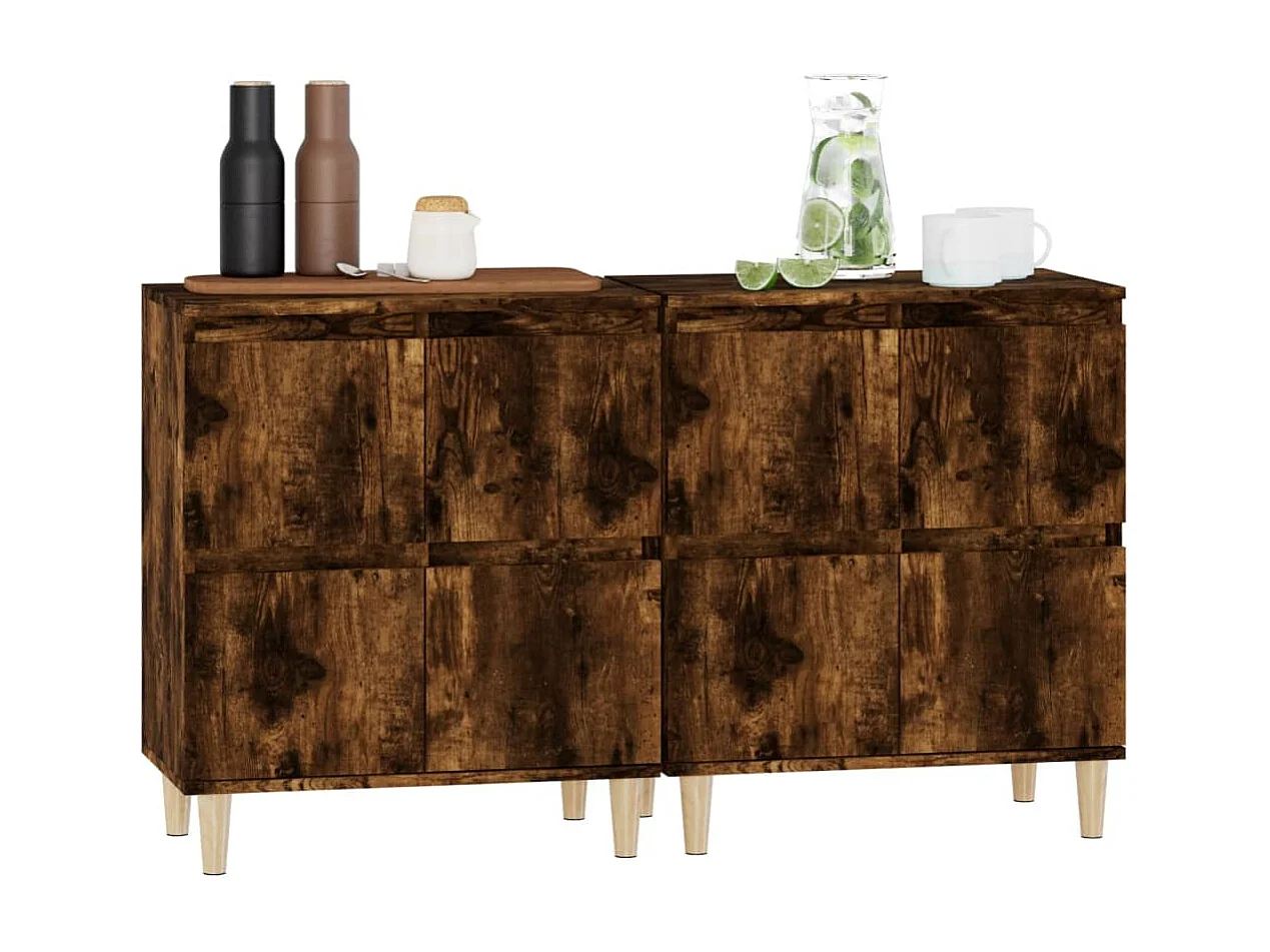 Buffets 2 pcs chêne fumé 60x35x70 bois d'ingénierie