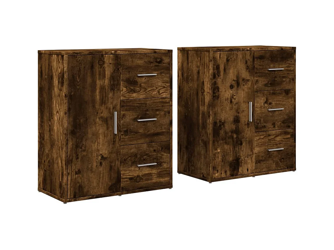 Buffets 2 pcs chêne fumé 60x31x70 bois d'ingénierie