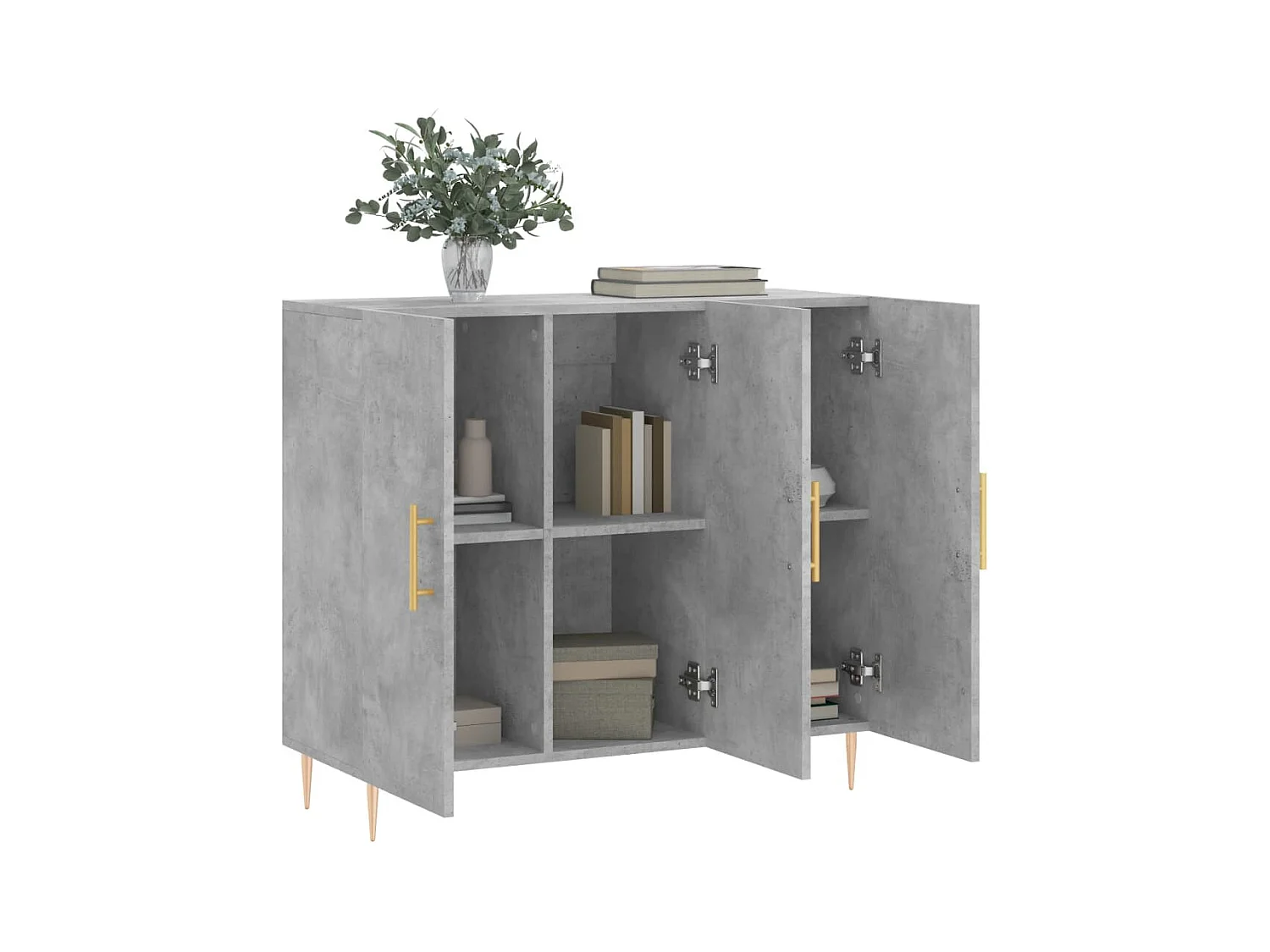 Buffet gris béton 90x34x80 bois d'ingénierie