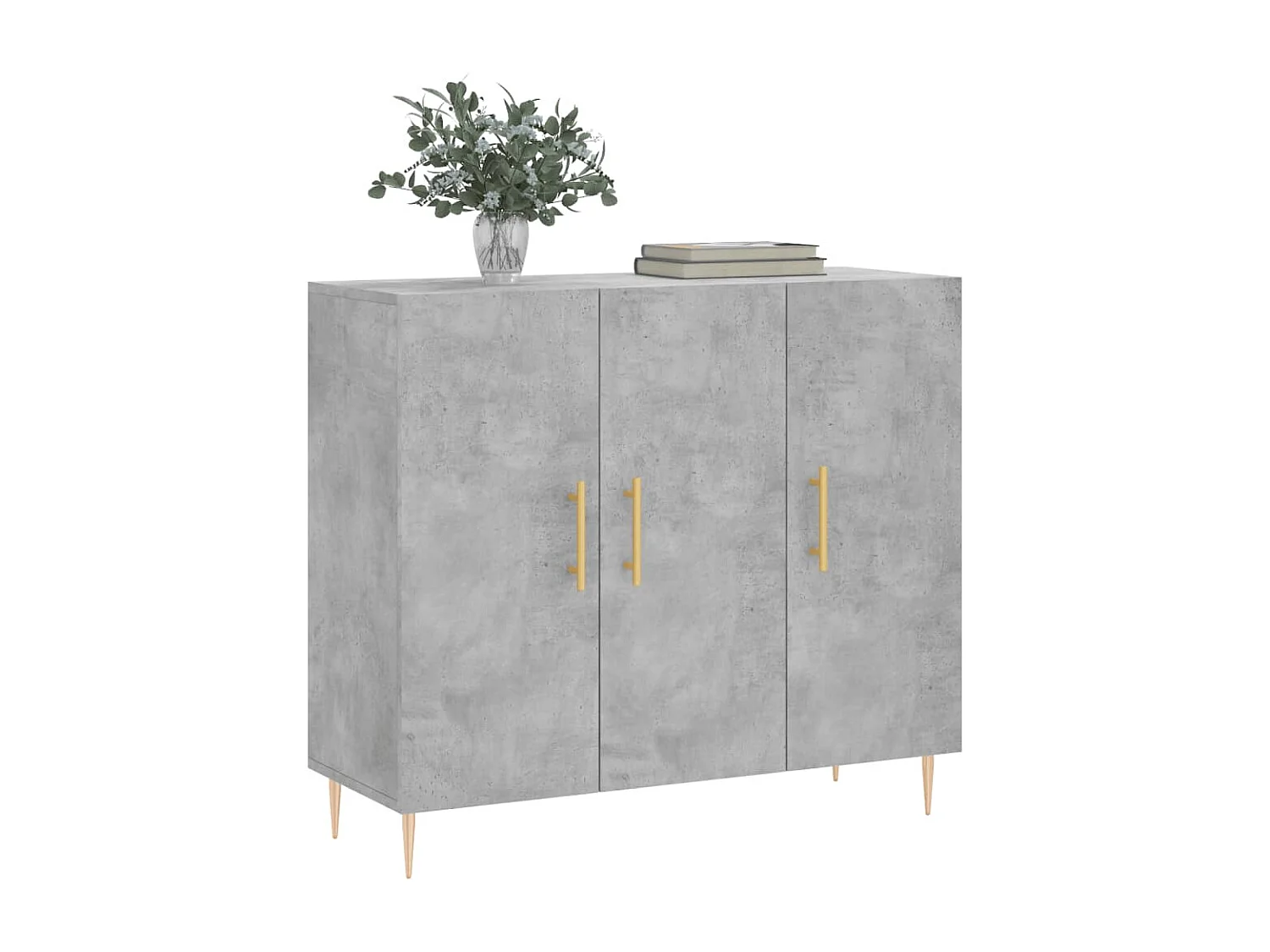 Buffet gris béton 90x34x80 bois d'ingénierie