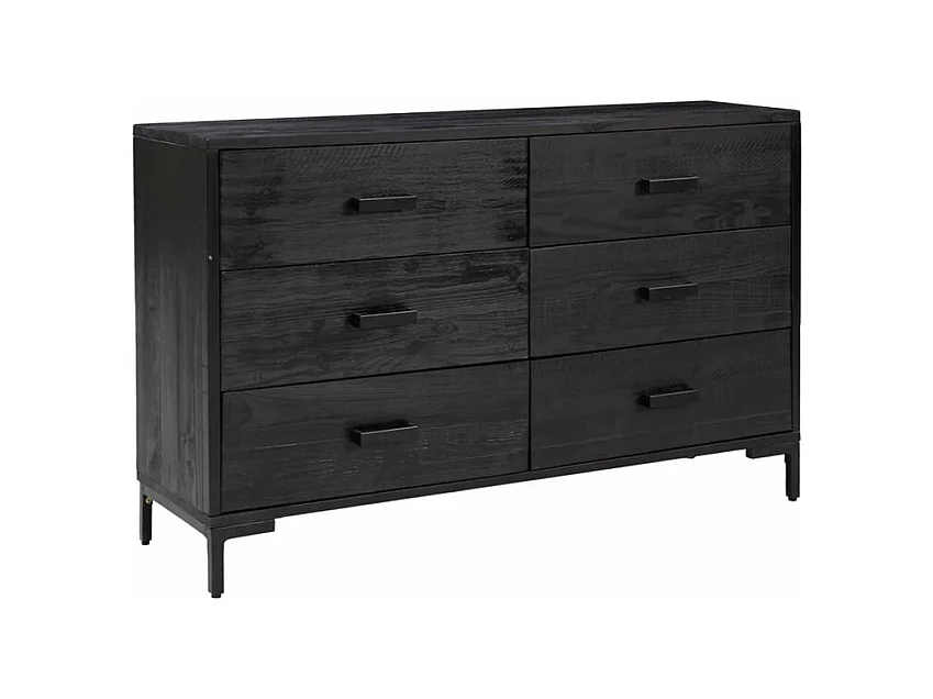 Buffet Noir 110x35x70 Bois de pin massif
