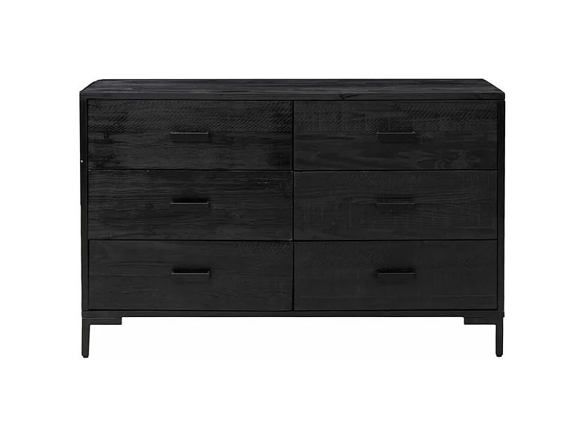 Buffet Noir 110x35x70 Bois de pin massif