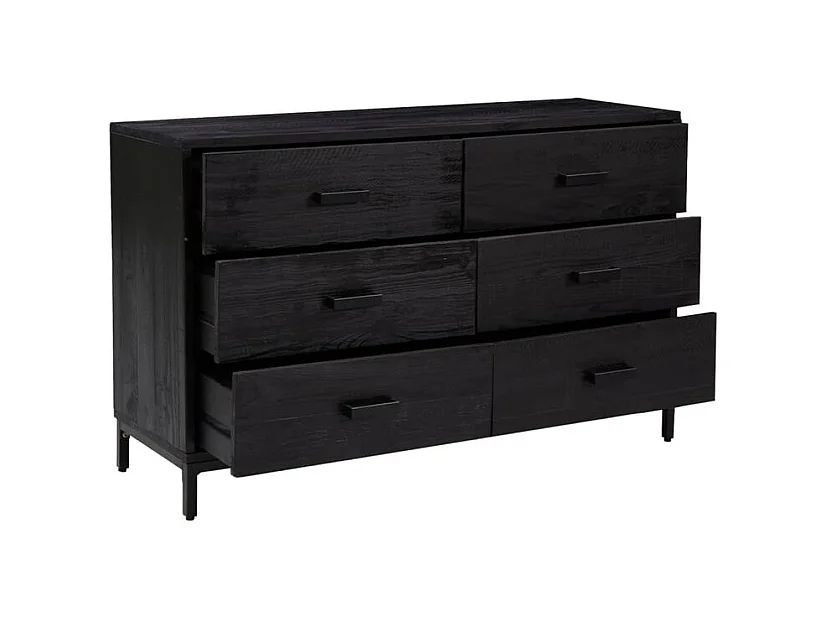 Buffet Noir 110x35x70 Bois de pin massif
