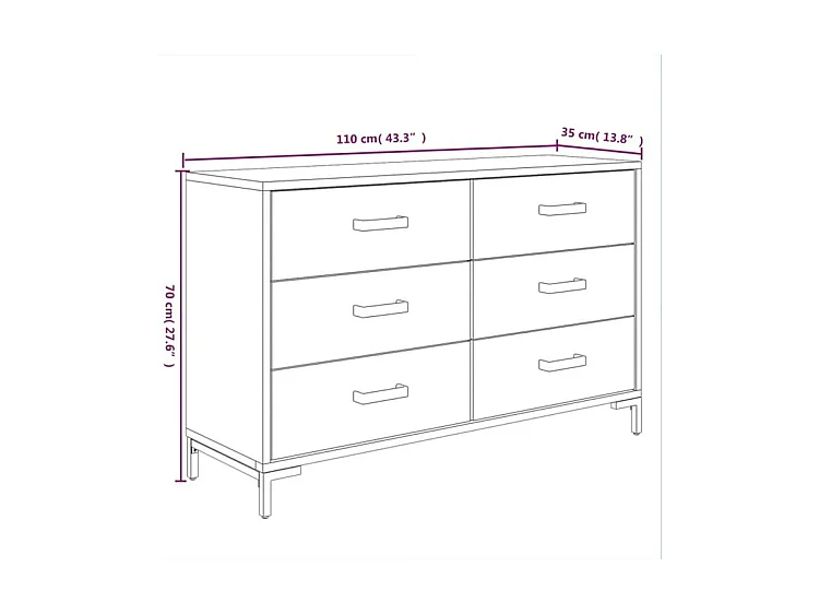 Buffet Noir 110x35x70 Bois de pin massif