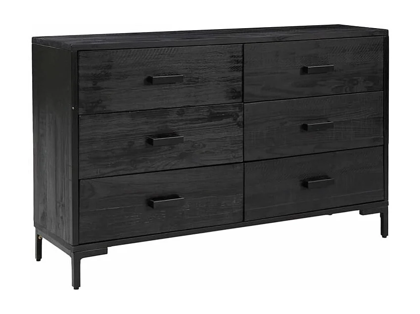 Buffet Noir 110x35x70 Bois de pin massif
