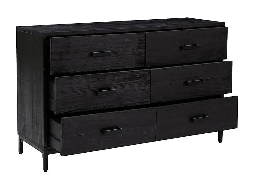 Buffet Noir 110x35x70 Bois de pin massif