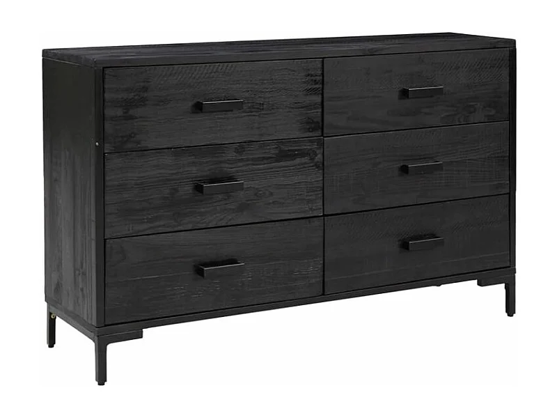 Buffet Noir 110x35x70 Bois de pin massif
