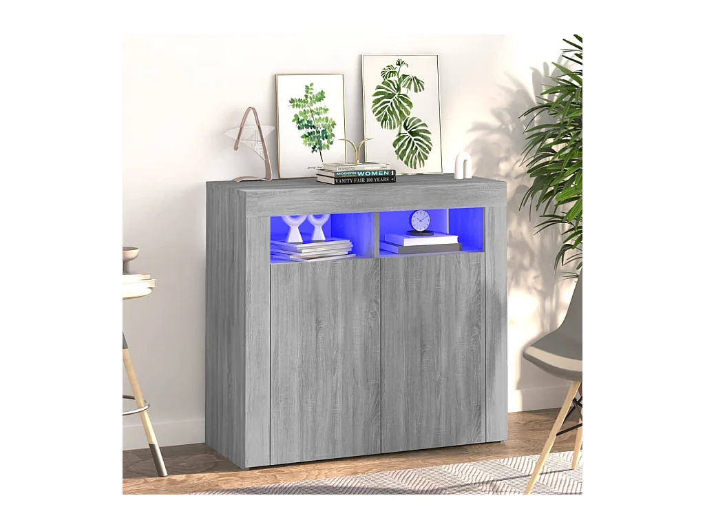 Buffet avec lumières LED Sonoma gris 80x35x75