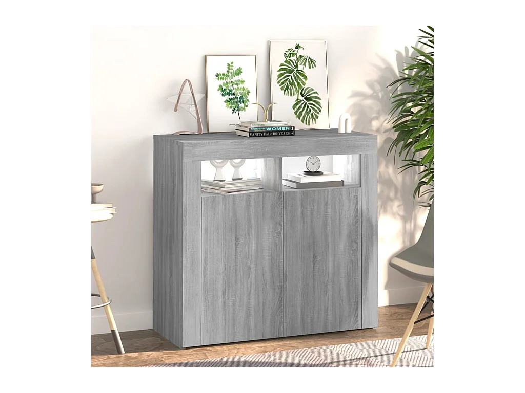 Buffet avec lumières LED Sonoma gris 80x35x75