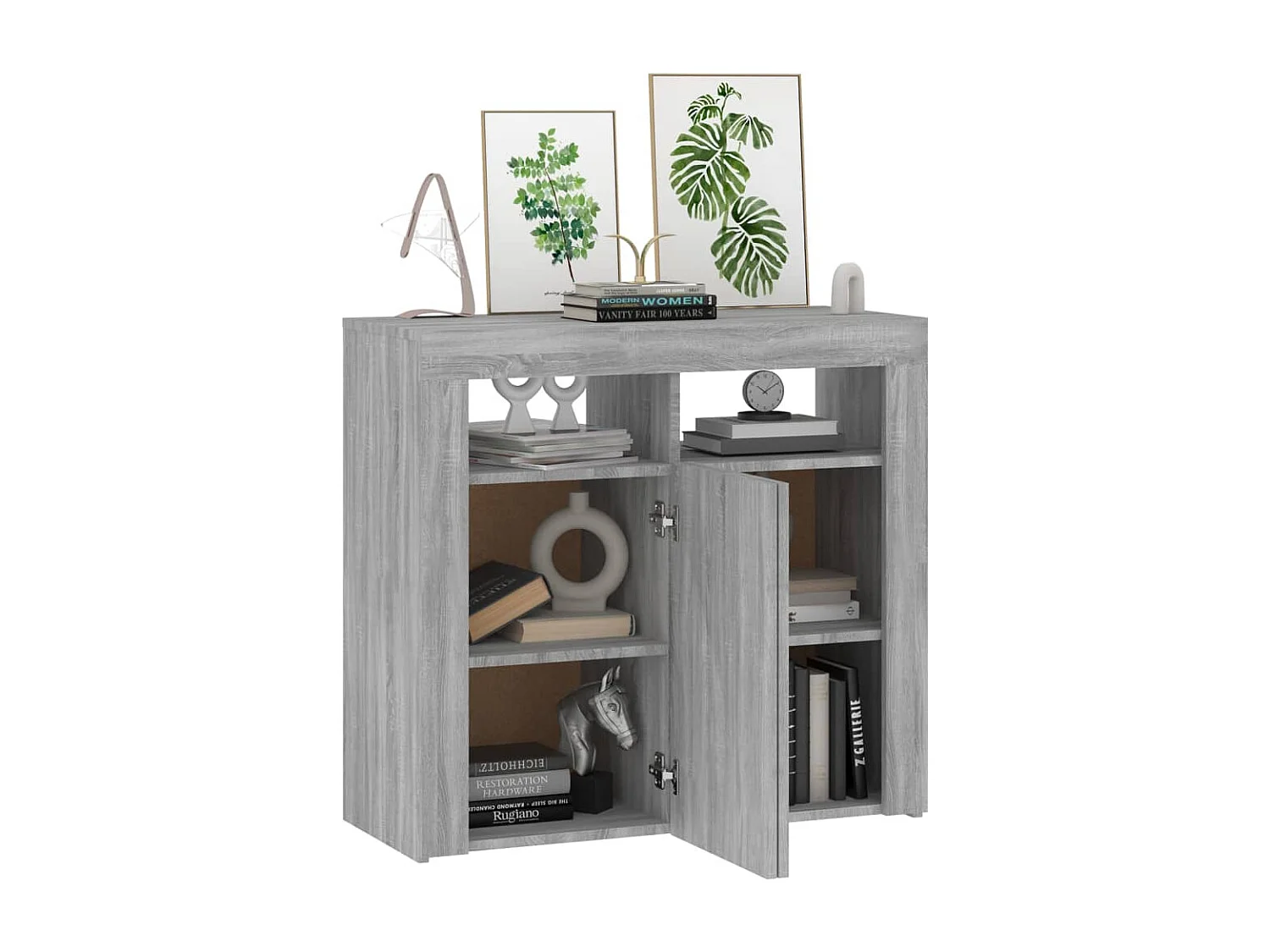 Buffet avec lumières LED Sonoma gris 80x35x75