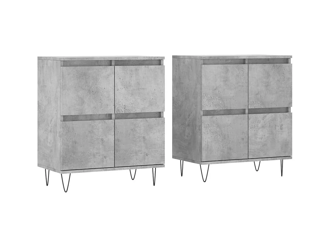 Buffets 2 pcs gris béton bois d'ingénierie