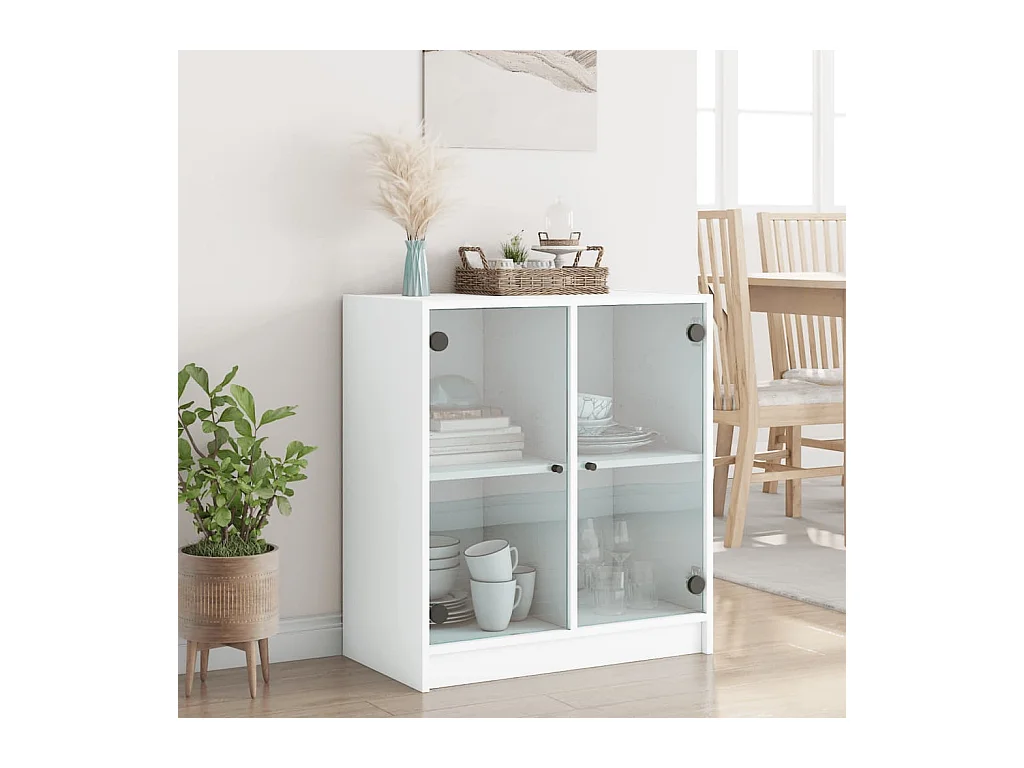 Armoire latérale avec portes en verre blanc 68x37x75,5