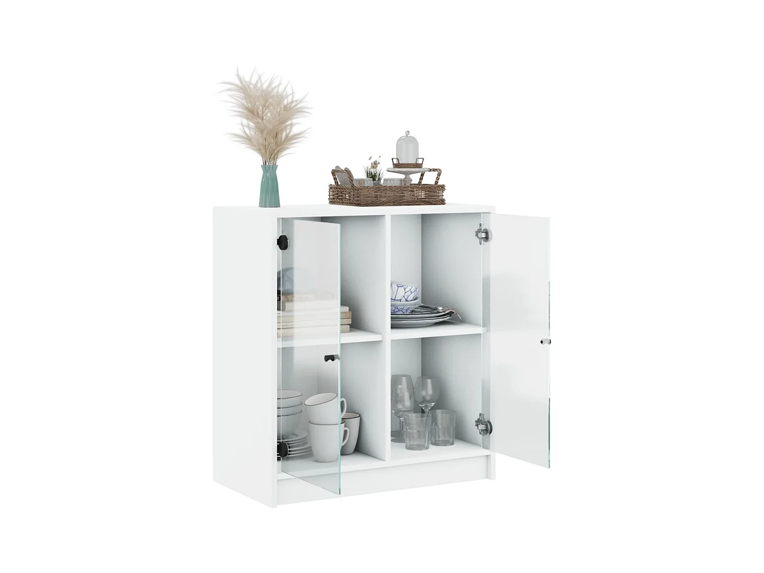 Armoire latérale avec portes en verre blanc 68x37x75,5