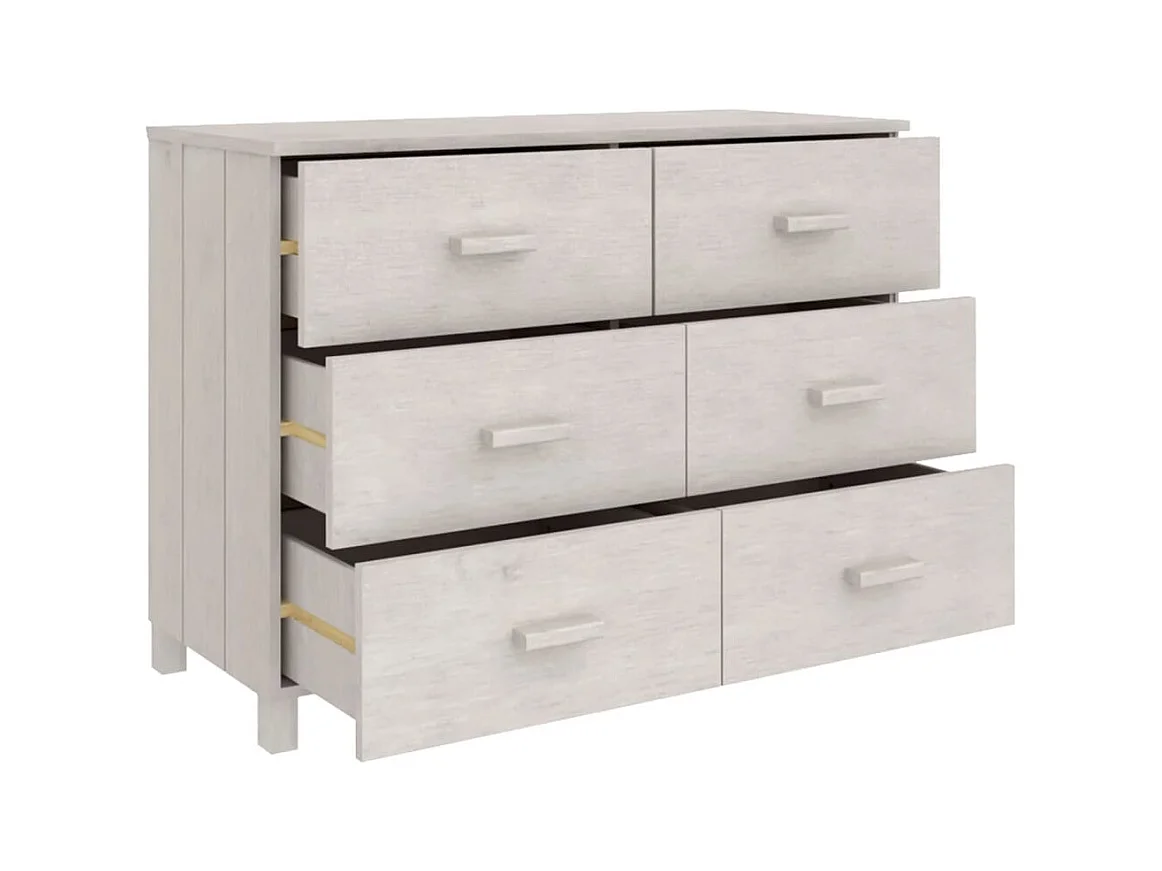 Buffet MOLDE Blanc 113x40x80 Bois massif de pin