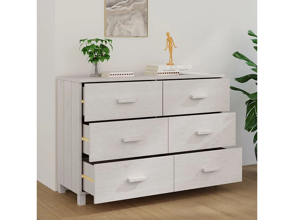 Buffet MOLDE Blanc 113x40x80 Bois massif de pin