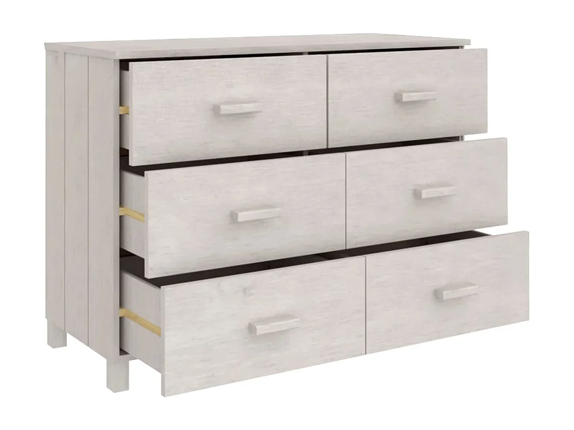 Buffet MOLDE Blanc 113x40x80 Bois massif de pin